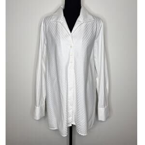 Hinson Wu White Cotton Stripe Button Down Shirt Size 12
